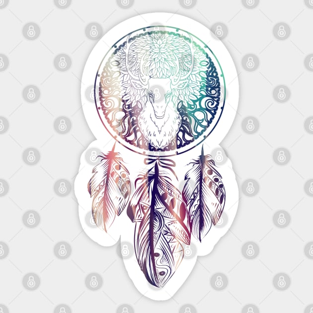 Deer Revealed in Dream Catcher, Deep Ocean Shadows Sticker by Kylie Paul